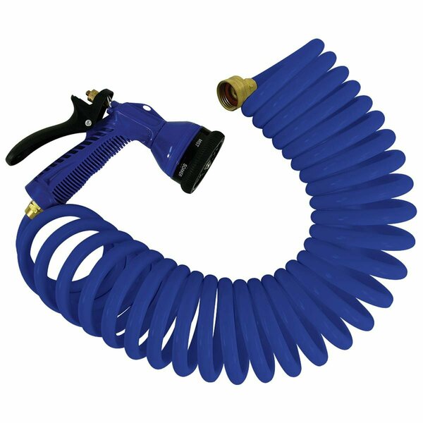 Whitecap 50 ft. Blue Coiled Hose with Adjustable Nozzle WH82265